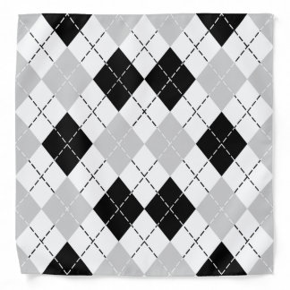 Black White and Gray Argyle Bandana