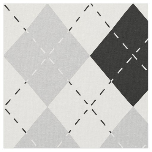 Black White and Gray Argyle Fabric