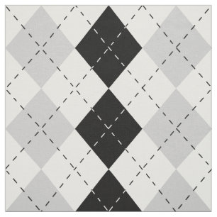Black White and Gray Argyle Fabric