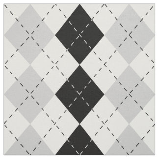 Black White and Gray Argyle Fabric