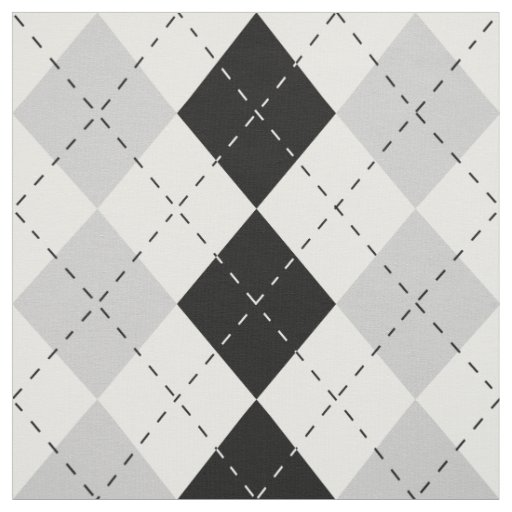 Black White and Gray Argyle Fabric