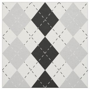Black White and Gray Argyle Fabric