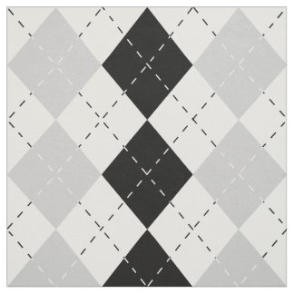 Black White and Gray Argyle Fabric