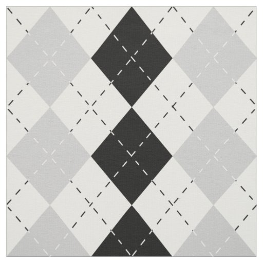 Black White and Gray Argyle Fabric