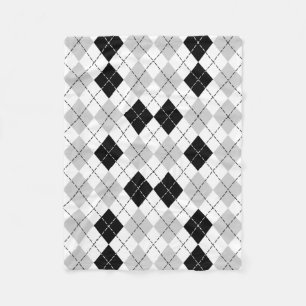 Black White and Gray Argyle Fleece Blanket