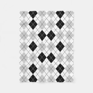 Black White and Gray Argyle Fleece Blanket