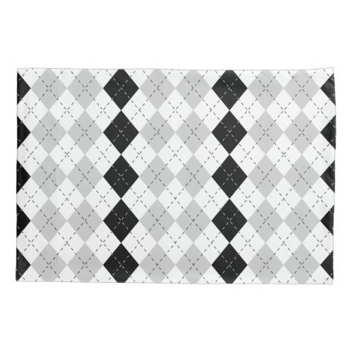 Black White and Gray Argyle Pillow Case