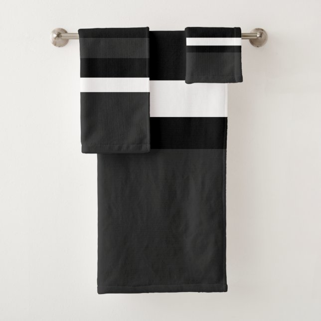 Black, White and Gray Bath Towel Set (Insitu)