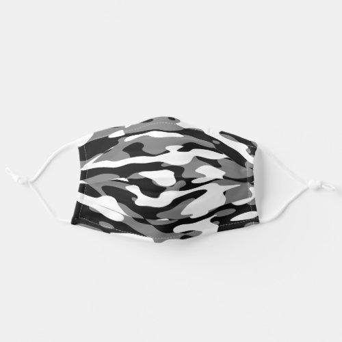 Black White and Gray Camo Adult Cloth Face Mask