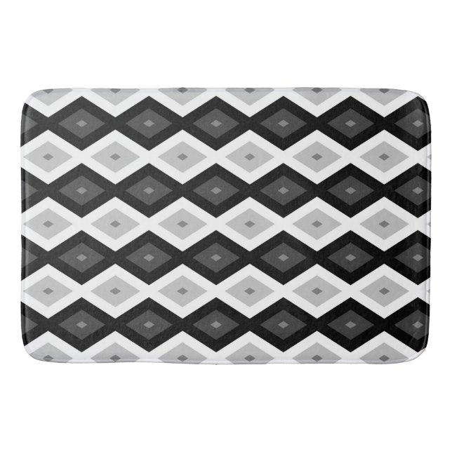 Black, white and gray diamond pattern bath mat (Front)