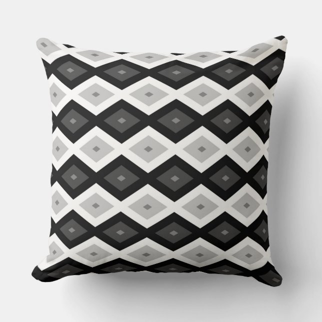 Black, white and gray diamond pattern throw pillow (Front)