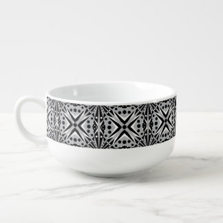 Black White and Gray Geometric Pattern Soup Mug
