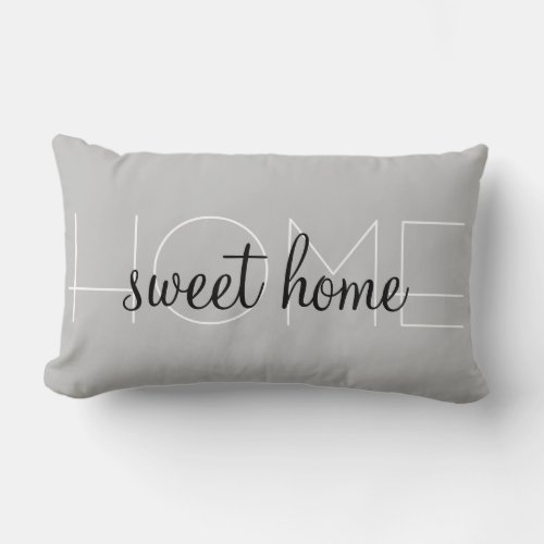 Black White and Gray Home Sweet Home Lumbar Pillow