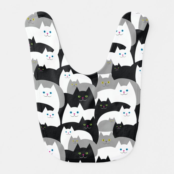 Black White And Gray Kitty Cats For Baby Boy Baby Bib Zazzle Com