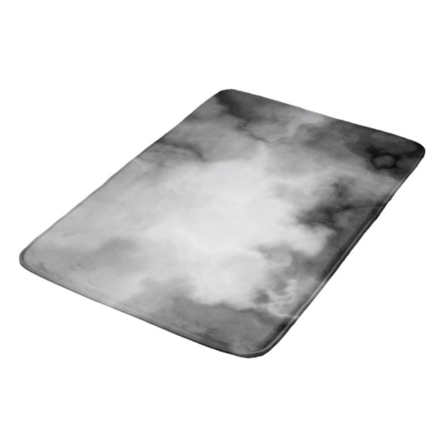 Black, white and Gray Marbled Abstract   Bath Mat (Angled)