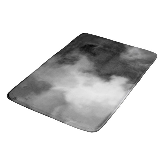Black, white and Gray Marbled Abstract   Bath Mat (Angled)