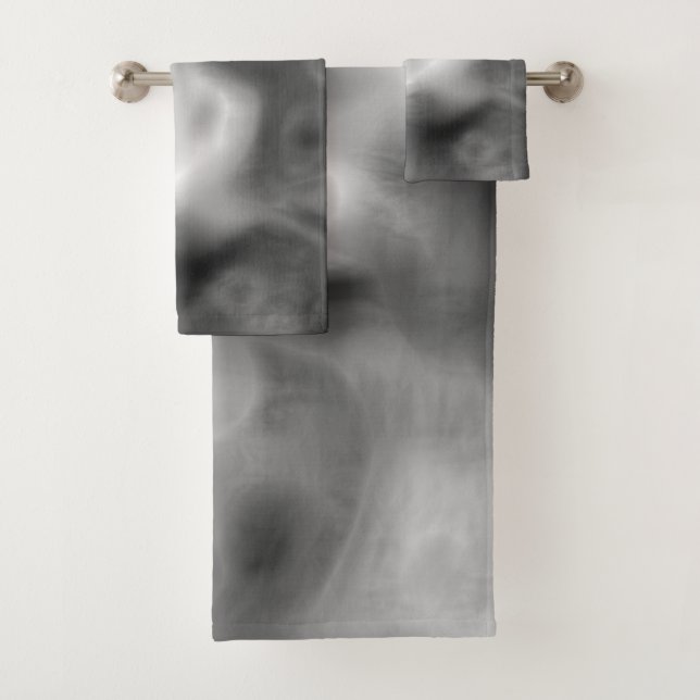 Black, white and Gray Marbled Abstract   Bath Towel Set (Insitu)