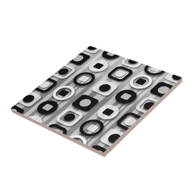 Black White and Gray Modern Pattern Ceramic Tile (Side)