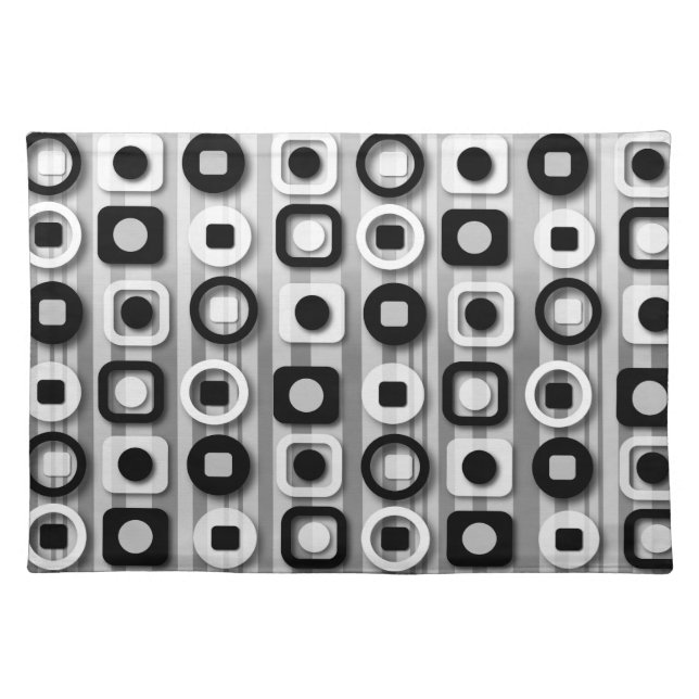 Black White and Gray Modern Pattern Placemat (Front)