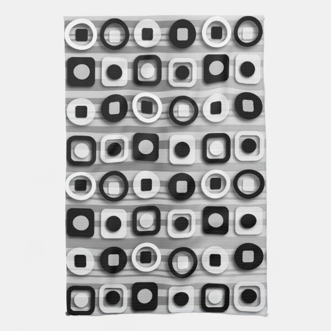 Black White and Gray Modern Pattern Towel (Vertical)