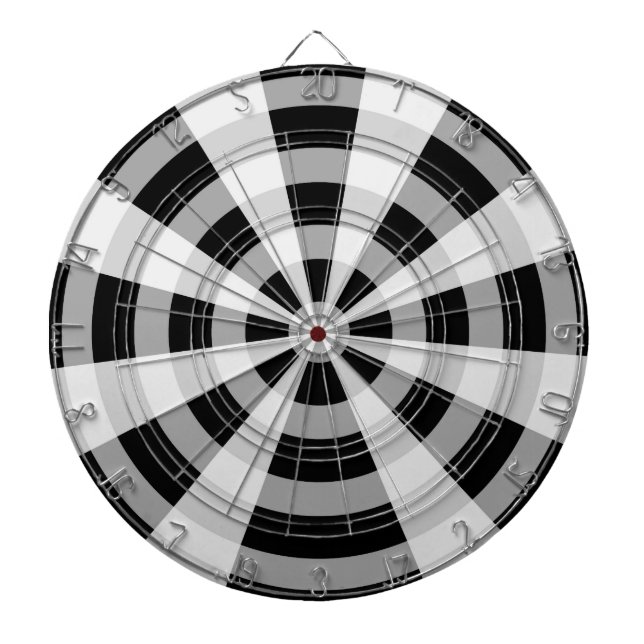 Black, White, and Gray Pattern Dart Board (Front)