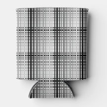 Black, White and Gray Plaid Foam Can Cooler