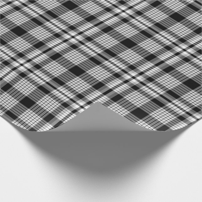 Black White and Gray Plaid Wrapping Paper (Corner)