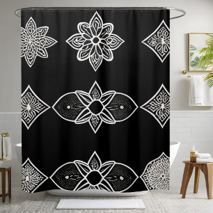 Black White and Gray Shower Curtain