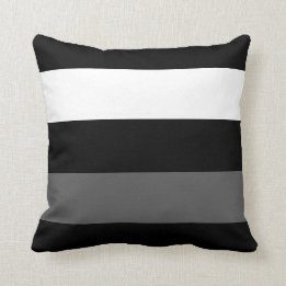Black White and Gray Stripe Throw Pillow