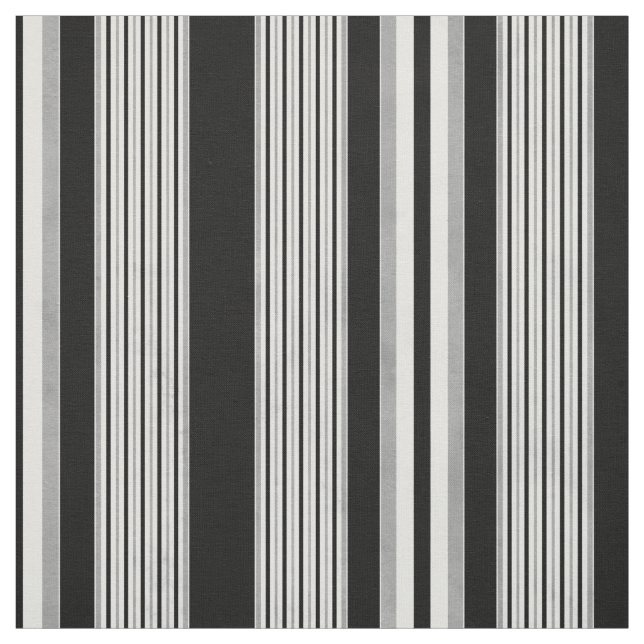 Black White and Gray Striped Pattern Fabric (Swatch)