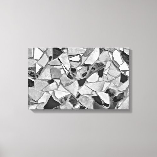 Black White And Gray Terrazzo Photo Art Canvas Print