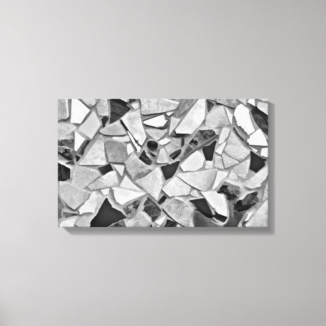 Black, White And Gray Terrazzo Photo Art Canvas Print (Front)