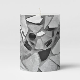 Black, White And Gray Terrazzo Photo Art Pillar Candle