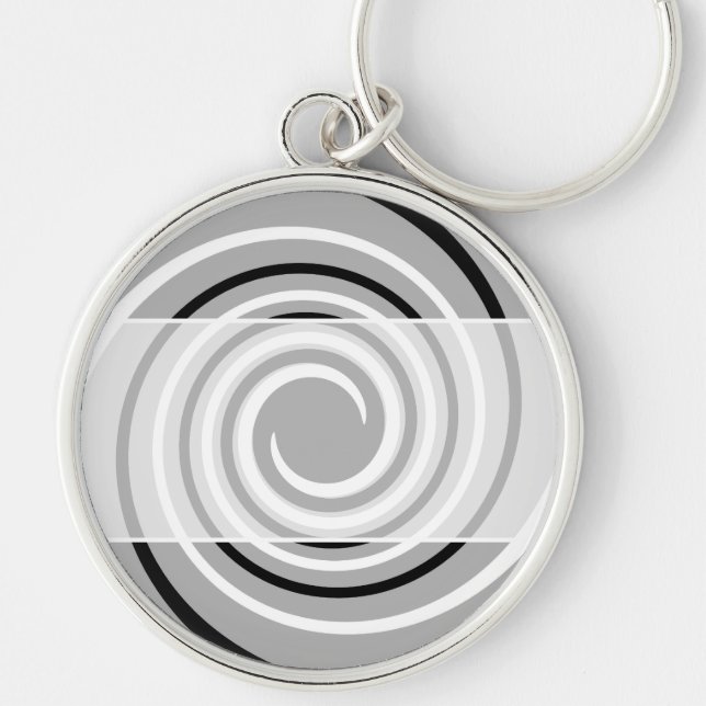 Black, White and Gray Twist Design. Keychain (Front)