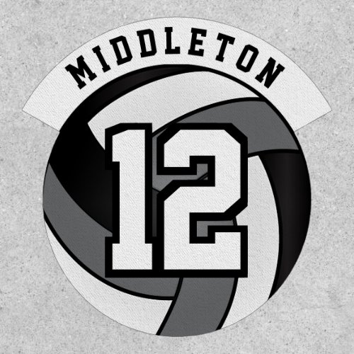 Black White and Gray Volleyball  Patch