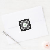 Black, White, and Green Damask Monogram Sticker (Envelope)