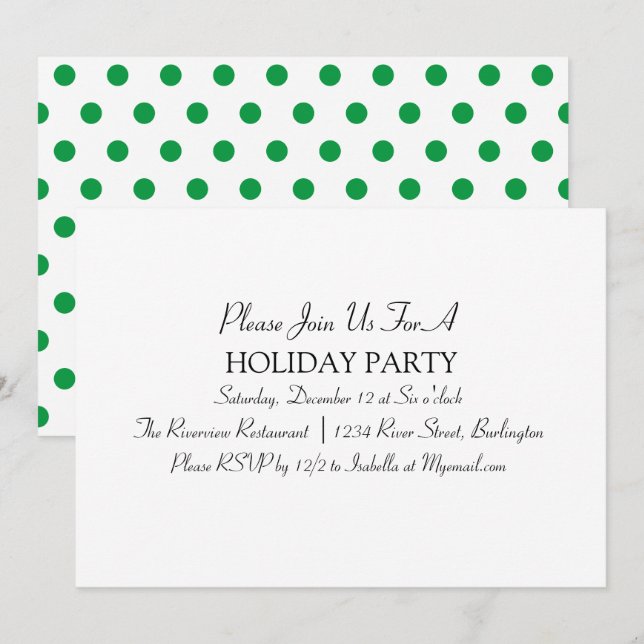 Black, White, and Green Minimalist Holiday Party Invitation (Front/Back)