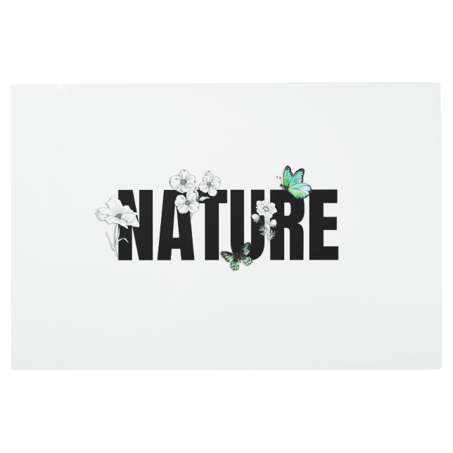 Black White and Green Nature Metal Wall Art (Front)