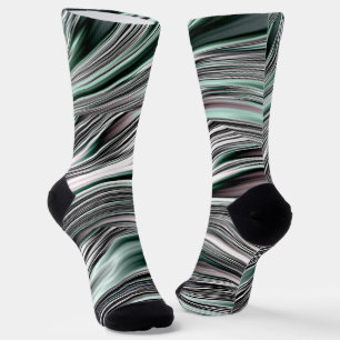 Black, White, and Green Stripes Socks