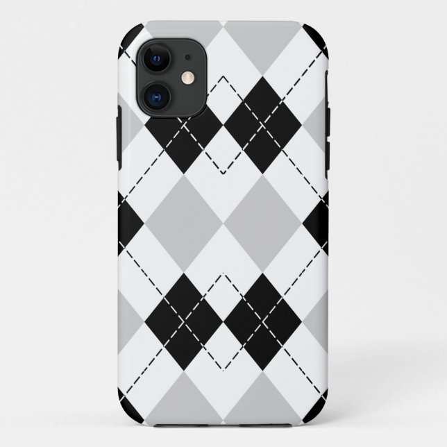 Black White and Grey Argyle iPhone 5 Case (Back)