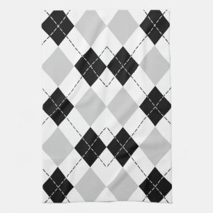 Black White and Grey Argyle Kitchen Towel