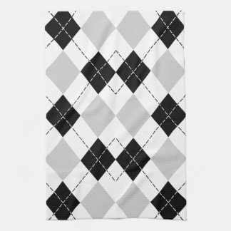 Black White and Grey Argyle Kitchen Towel