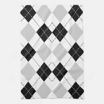 Black White And Grey Argyle Kitchen Towel by tjustleft at Zazzle