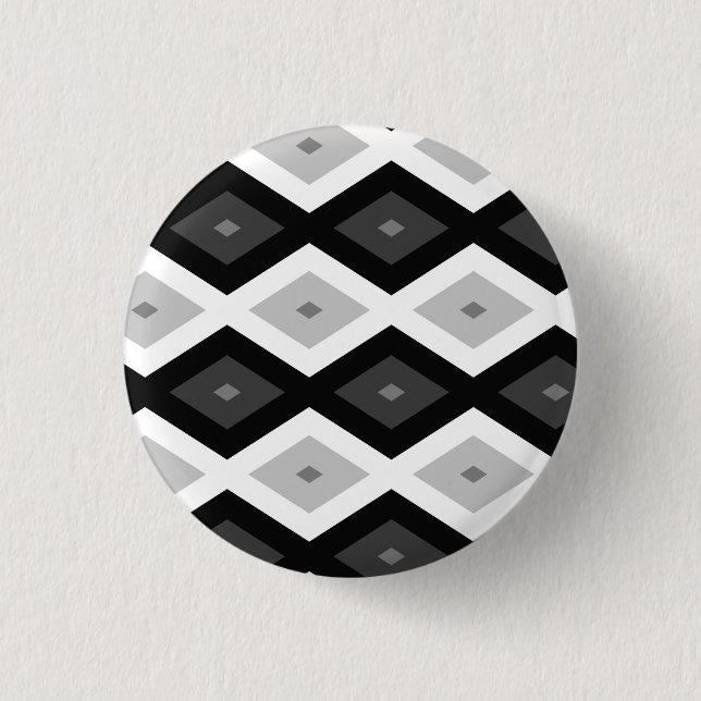 Black, white and grey diamond pattern button (Front)