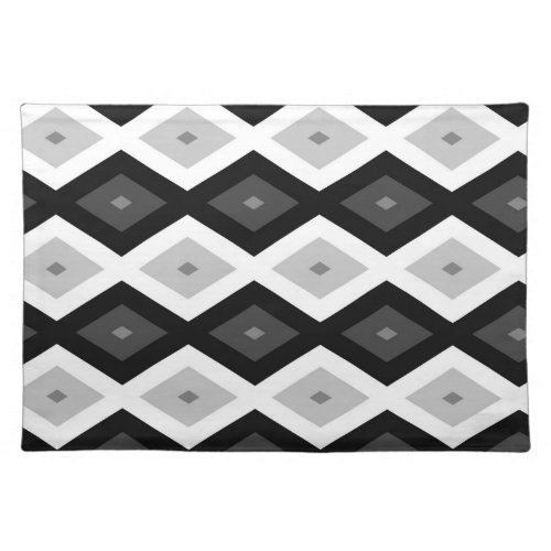 Black white and grey diamond pattern cloth placemat
