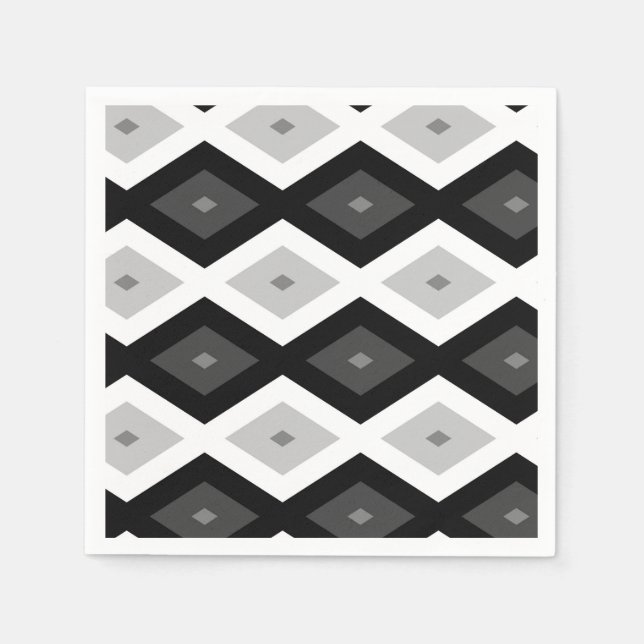 Black, white and grey diamond pattern napkins (Front)
