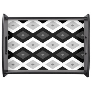Black, white and grey diamond pattern serving tray