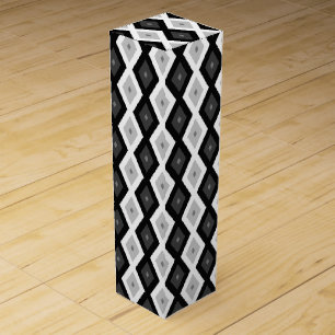 Black, white and grey diamond pattern wine box