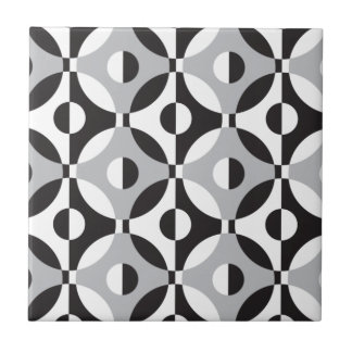 Black, white and grey geometric circles tile