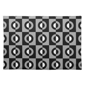 Black, White and Grey Geometric Pattern Cloth Placemat